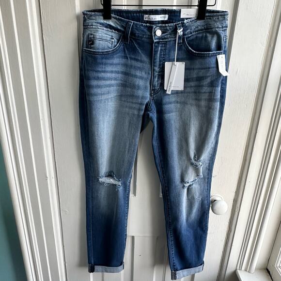 KanCan Medium Wash Destructed Boyfriend Jean NWT - Picture 3 of 12